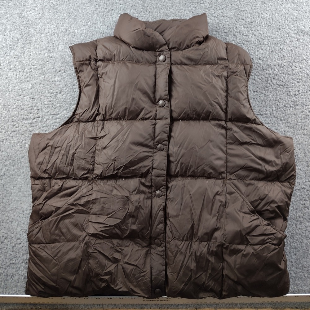 Lands End Puffer Vest Womens XL 18-20 Down Filled Brown Quilted EUC